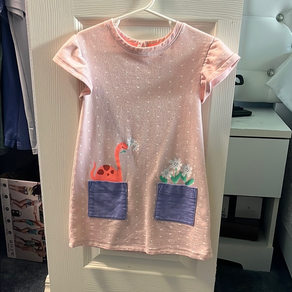 Cat & Jack Pink Dinosaur Pocket Dress